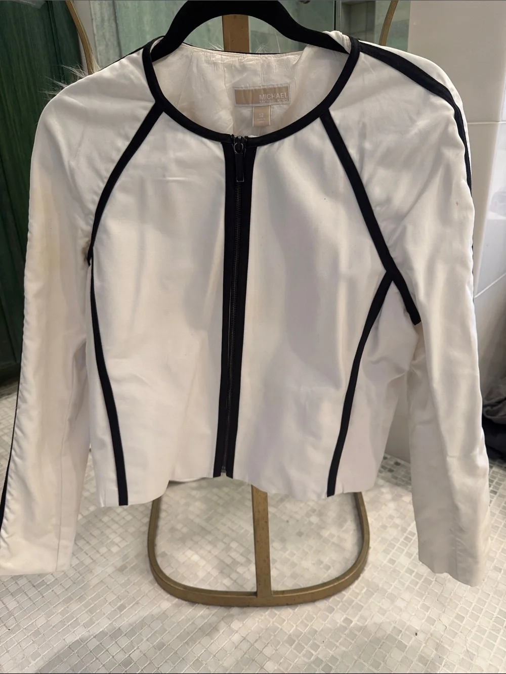 Michael Kors White Jacket with Black Contrast Piping